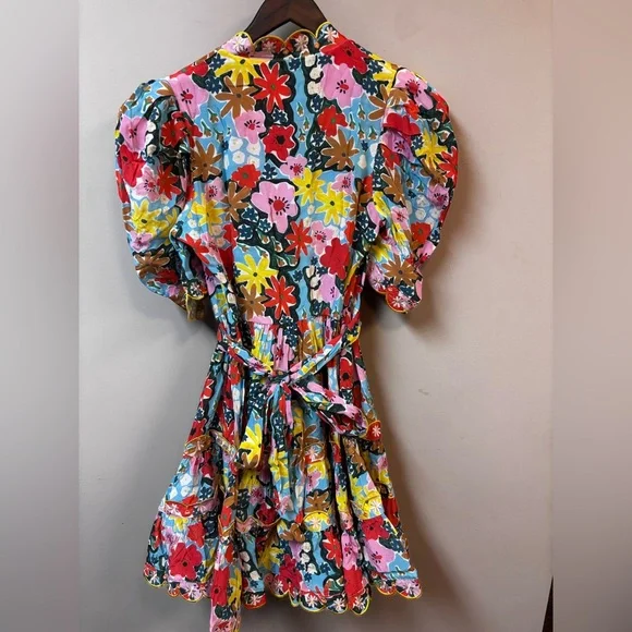 Celia B Aila Floral Mini Dress Tie‎ Belt Designer Size Medium NWT - Picture 3 of 6